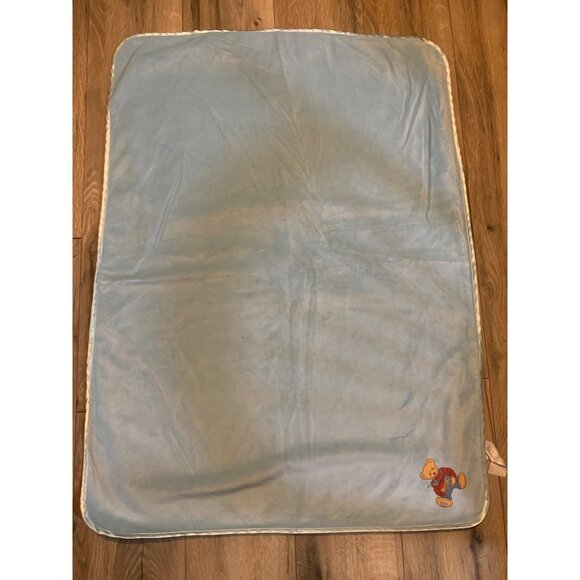 JBT Vintage Blue Baby Blanket With Teddy Bear Embroidery 30 x 40" - Picture 2 of 4